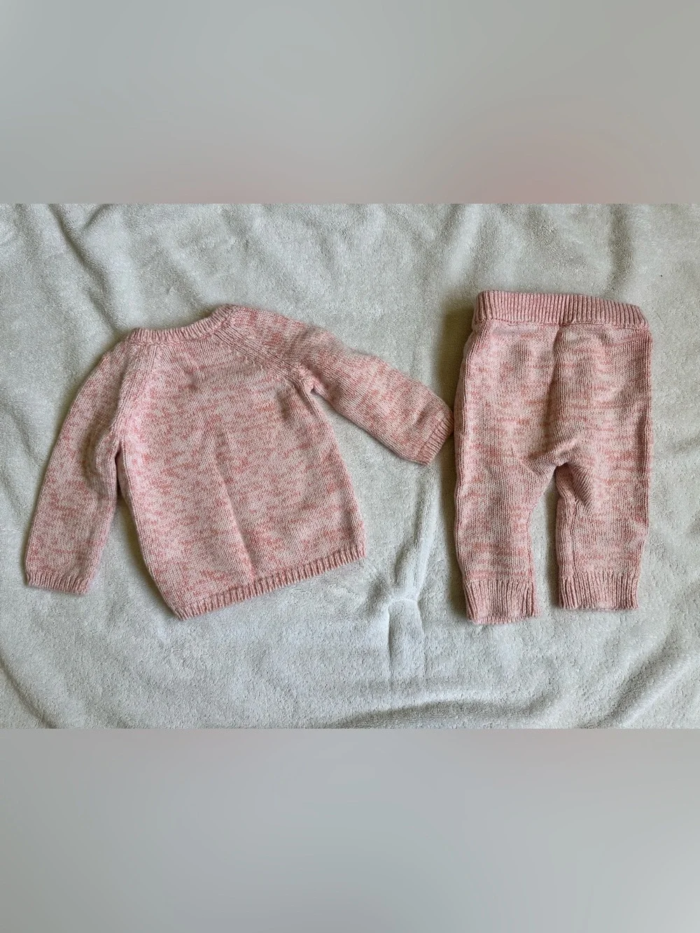 Carter's Marled Light Pink Knit Baby Sweater Set